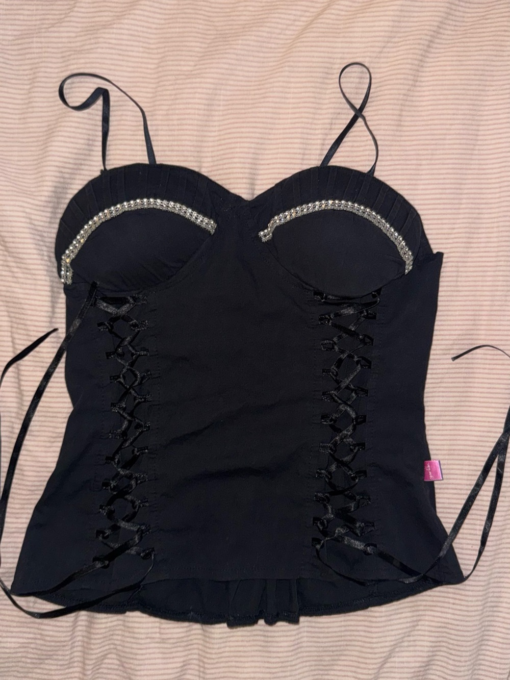 Juicy Couture Black Bustier Camisole with Crystal Trim